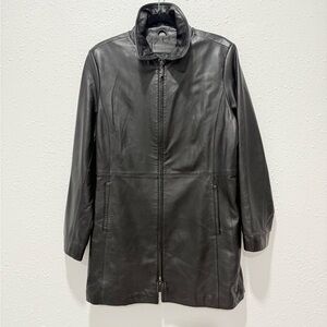 Jaclyn‎ Smith long Black soft Leather Jacket L